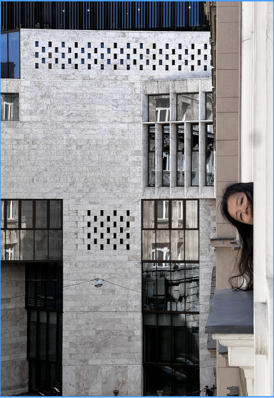 Woman peeking from window